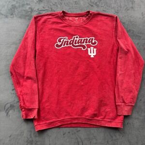 Three Square Indiana University Hoosiers Corded Crewneck Sweatshirt Red Large